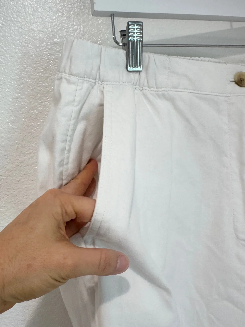 Banana Republic White Linen Blend Tapered High Rise Pants Coastal Boho Resort L